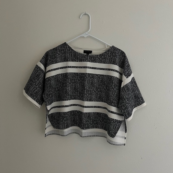 Topshop Crop Gray Striped Top - Picture 4 of 5